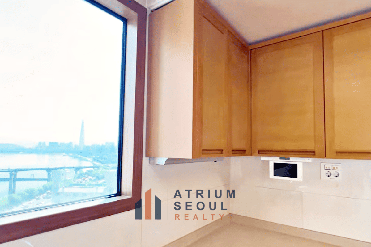 View from Kitchen 2BR Apartment for Rent at Cheongdam Xi in Gangnam, Seoul - Atrium Seoul Realty