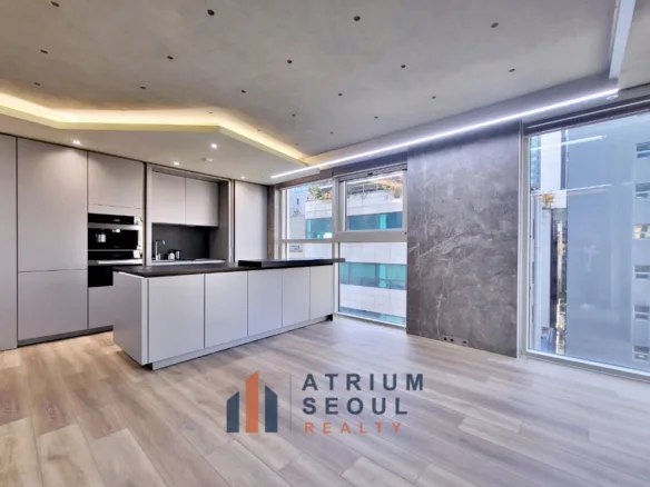 modern kitchen area in Gangnam apartment
