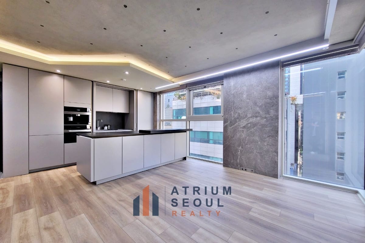 modern kitchen area in Gangnam apartment